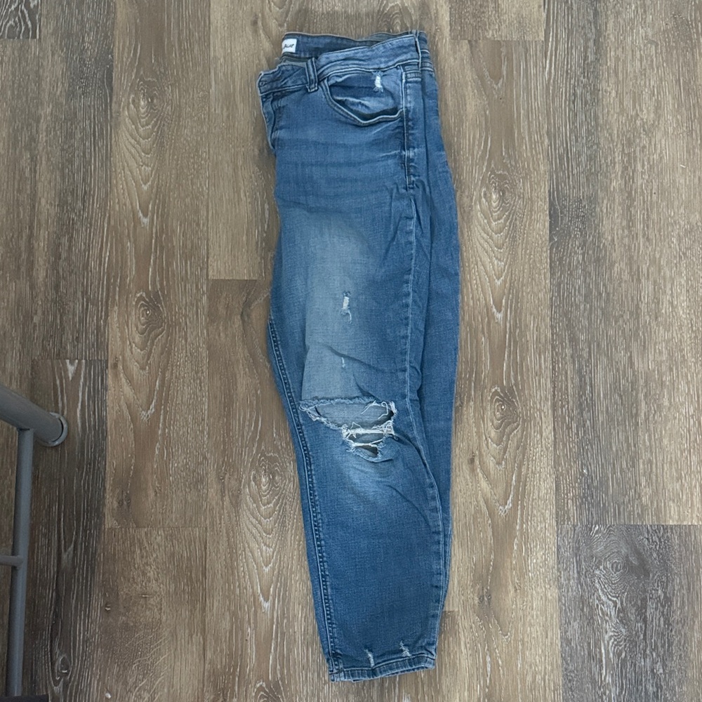 Trendy Blue Distressed Skinny Jeans